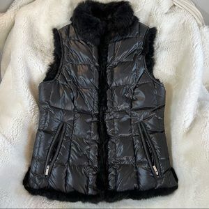 Vintage 90’s Kors Michael Kors black reversible rabbit fur down puffer vest